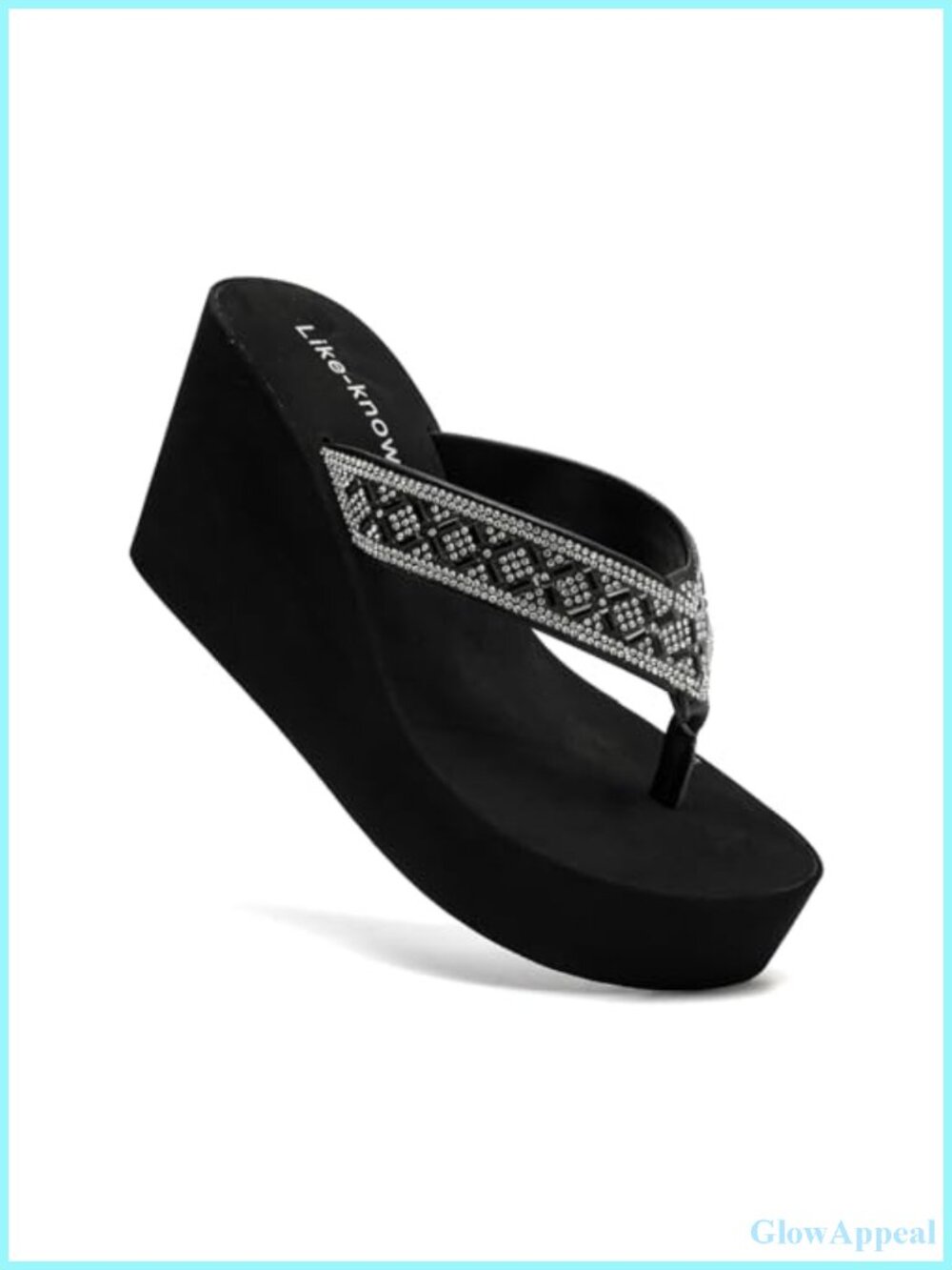 Rhinestone Wedge Platform Flip Flops Sandals Wedding Shoes Open Toe